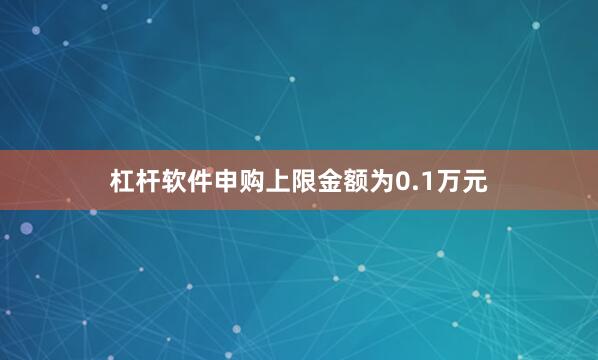 杠杆软件申购上限金额为0.1万元